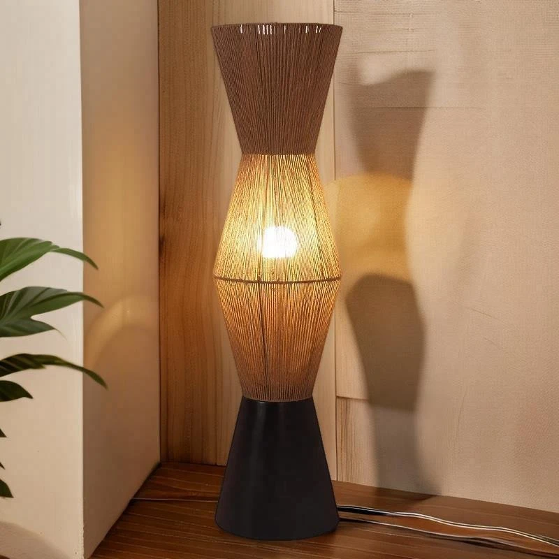 

Japanese Wabi-Sabi Style Living Room Sofasides/Bedroom Rattan Weaving Floor Lamp Designer Simplicity Interior Atmosphere Fixture