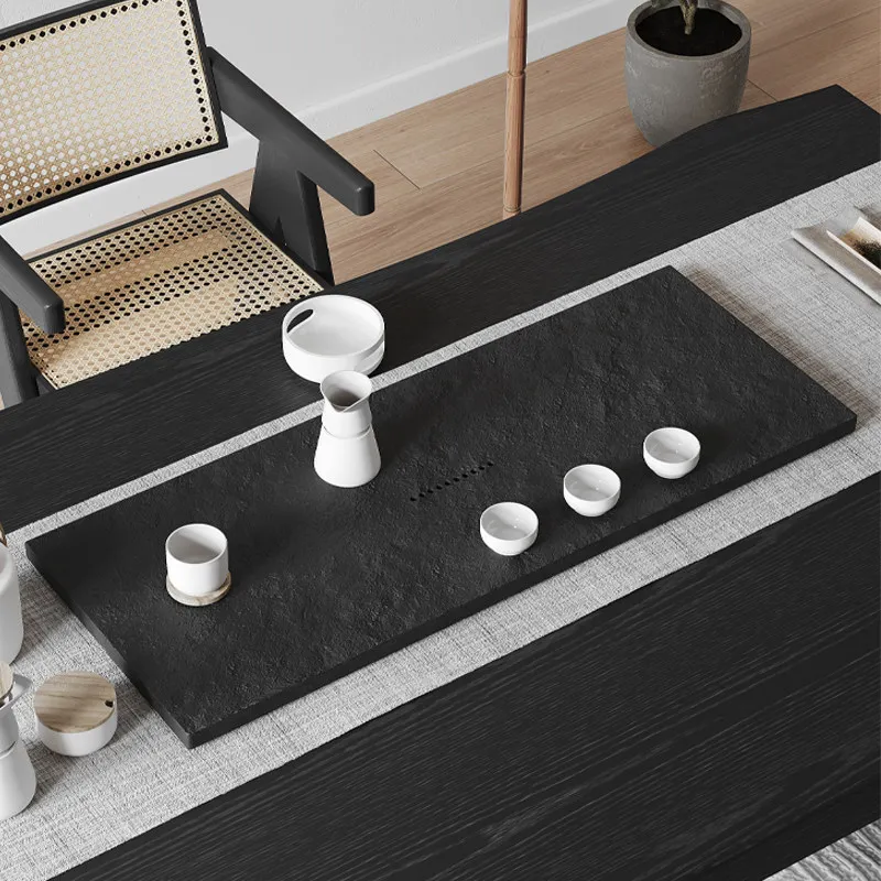 Stone Dining Tea Tray Hospitality Office Living Room Black Tableware Rectangle Long Tea Tray Kitchen Bandejas Home Decorationgs