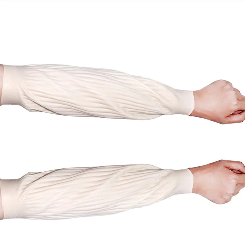 

1 Pair Waterproof Arm Sleeves Practical Kitchen Protection Gear Durable Oilproof Cooking Accessories For Home Use White 40cm