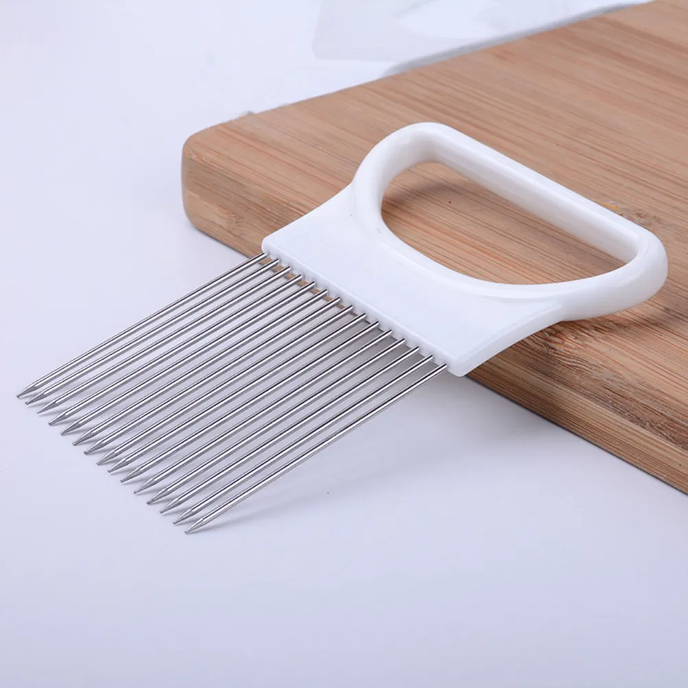12-Prong All-in-One Stainless Steel Fruit Vegetable Holder Slicer for Even Slices Hand Protection Cooking Prep