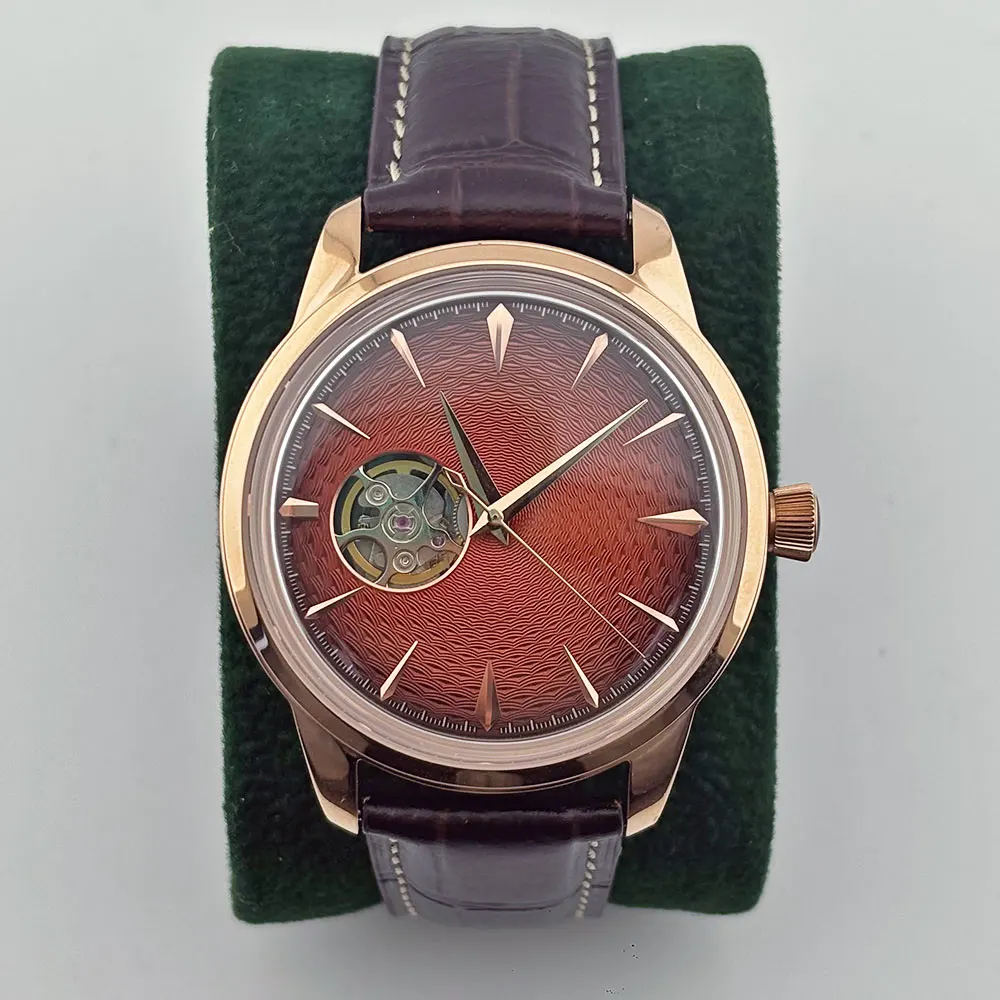 NH38 Cocktail Series 40mm 316L Stainless Steel Sapphire Glass Case Hollow Dial Suitable for NH38 Movement Custom Logo