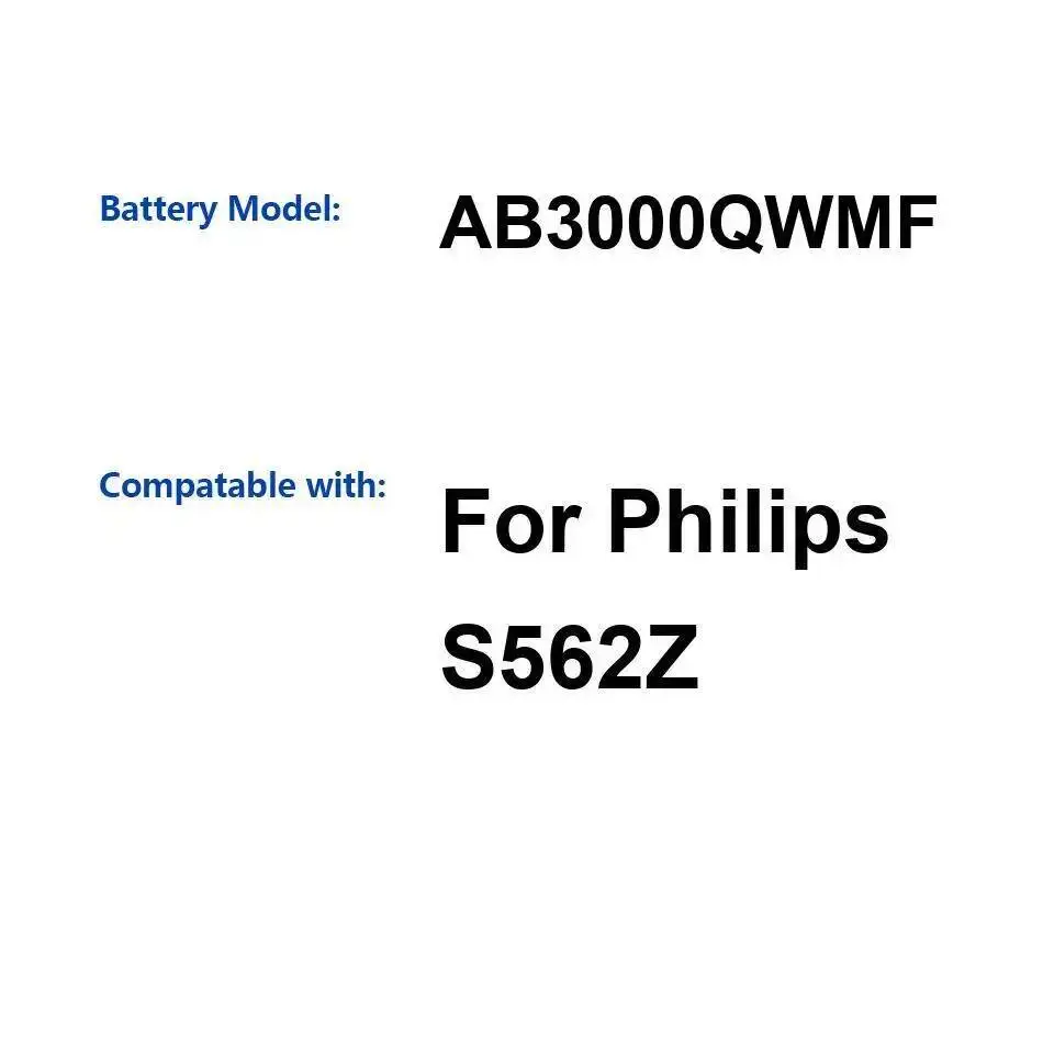 

For Philips S562Z Mobile Phone Battery Reliable Power Supply AB3000QWMF 3000Mah Long-Lasting