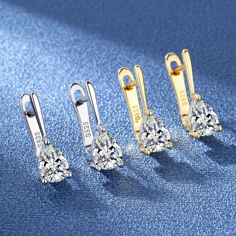 Ohrstecker aus 925er-Sterlingsilber, gelb/rosa/klarer Zirkon, für Damen, hochwertiger Luxus-Braut-Hochzeits-Silber-925-Schmuck