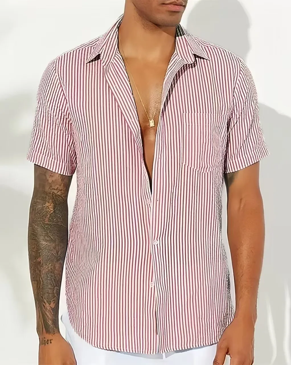

2025 Trend New Striped Shirt Summer Short Sleeve Fashion Yarn-dyed Men's Casual Outdoor Top Cardigan Handsome Men's Wear