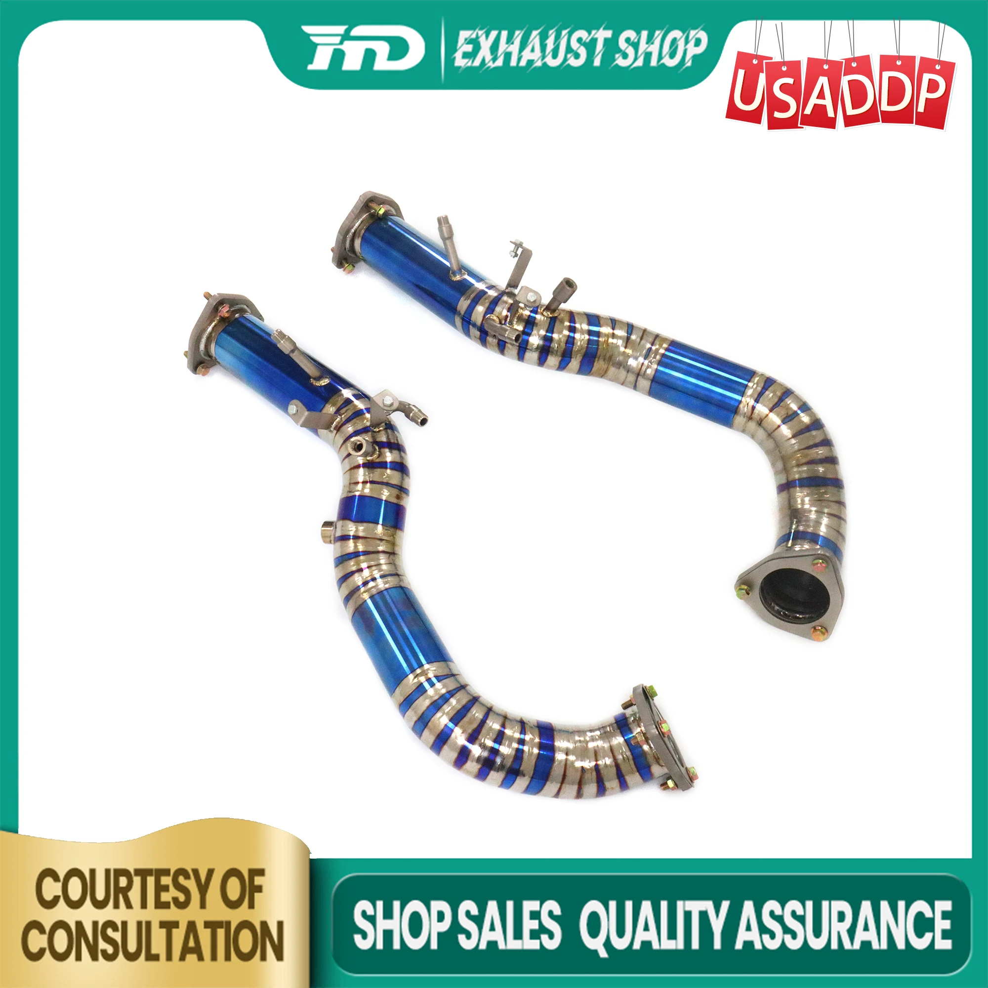 

﻿ HMD Ti for Porsche 718 GT4 RS Downpipe Baked blue Exhaust system Catalytic Converter High quality