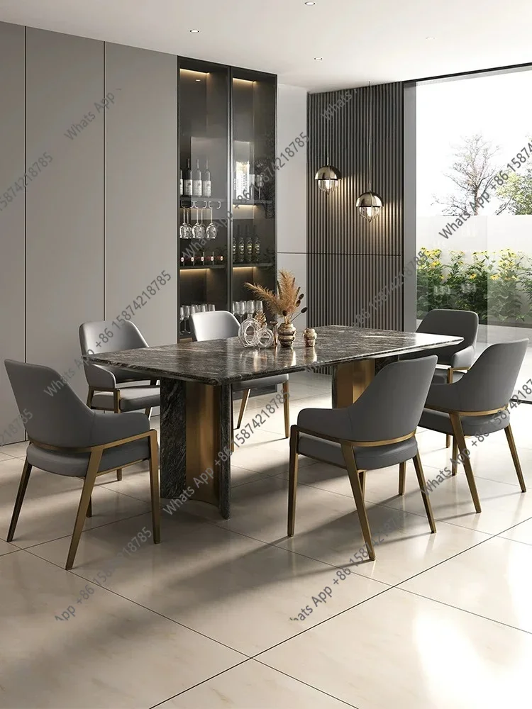 

Xx Platinum Diamond Marble Luxury Stone Dining Table Italian Light Luxury High-end Villa Modern Simple Home Dining Table