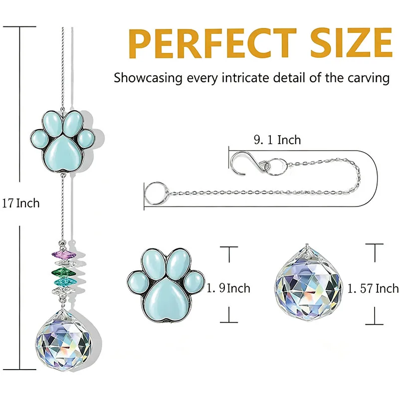 Pet Memorial Suncatcher Paw Print Crystal Window Hanging Ornament Loss of Dog Cat Sympathy Remembrance Gift Home Decor