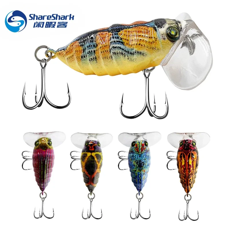 5pcs/box Spinning Wobbler Insect Cicada Lure Crankbaits Topwater Floating Fishing Lure Bass Bait Hard Bionic Bait Insect Bait