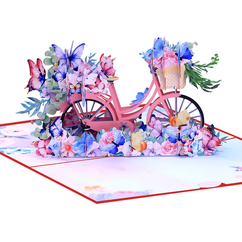 

10pcs Bicycle Butterfly Origami 3D Pop UP Greeting Card Invitation For Baby Shower Wedding Birthday Xmas Party Souvenirs Gift