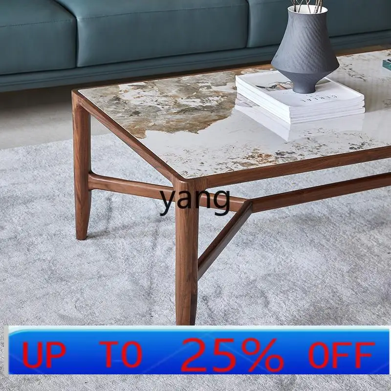 

LMMblack walnut rock slab coffee table light luxury household simple small apartment living room tea table