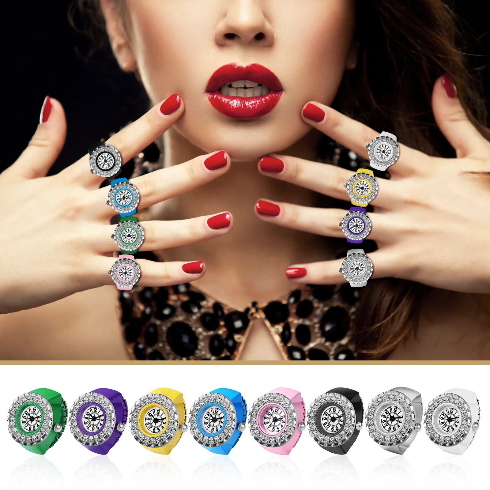 Lancardo-男性と女性のための高級ユニセックスフィンガーリング,クォーツ,アナログ,クリエイティブ,ステンレス鋼,弾性バンド,カップルへのギフト