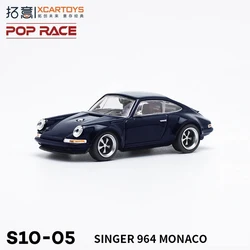 Xcartoys PopRace 1/64 Model Car SINGER 964 Monako Navy Blue Diecast Toys Premium Vehicle Collection Gifts for Adults