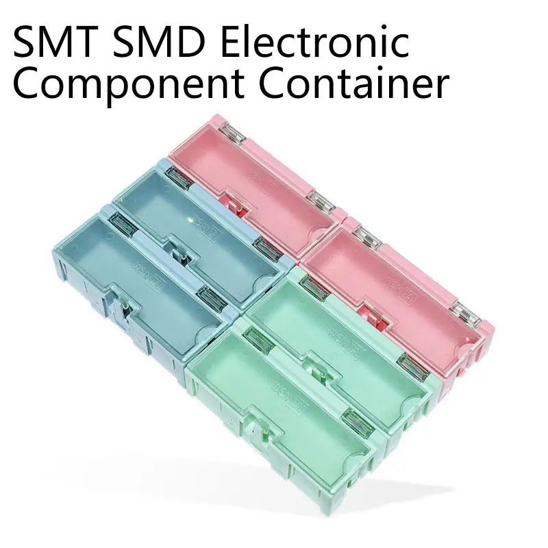 SMT SMD Container Box, Mini Electronic Components Parts Assortment Storage Case with Transparent Lid,  Tool Organizers