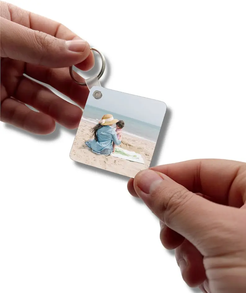 Personalised Photo Square Keyring Custom Any Picture Keychain Double Single Side Print Keepsake Wedding Birthday Gift Pet Family