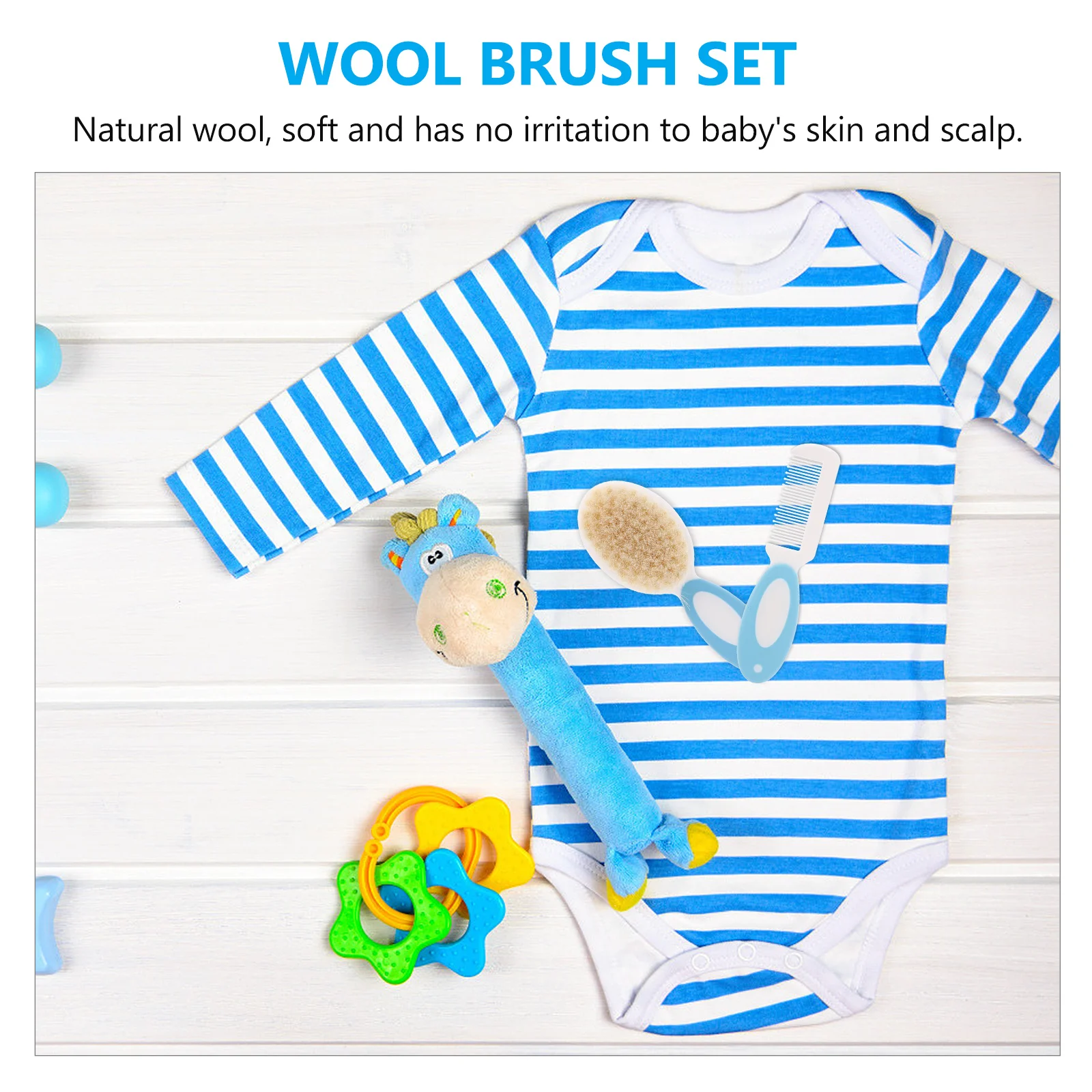 

2Pcs Baby Hair Brush Natural Wool Bristles Soft Infant Kids Hair Comb Ergonomic Handle Portable Lightweight Detangling Scalp