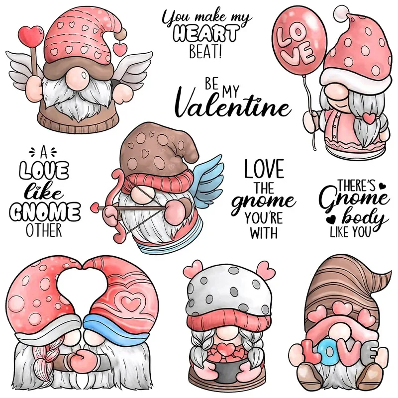 

MangocraftSilicone Stamp for Cards Decor Cute Gnomes Hearts Wings Clear Stamps Love, Valentine's Day DIY Scrapbooking Supplies