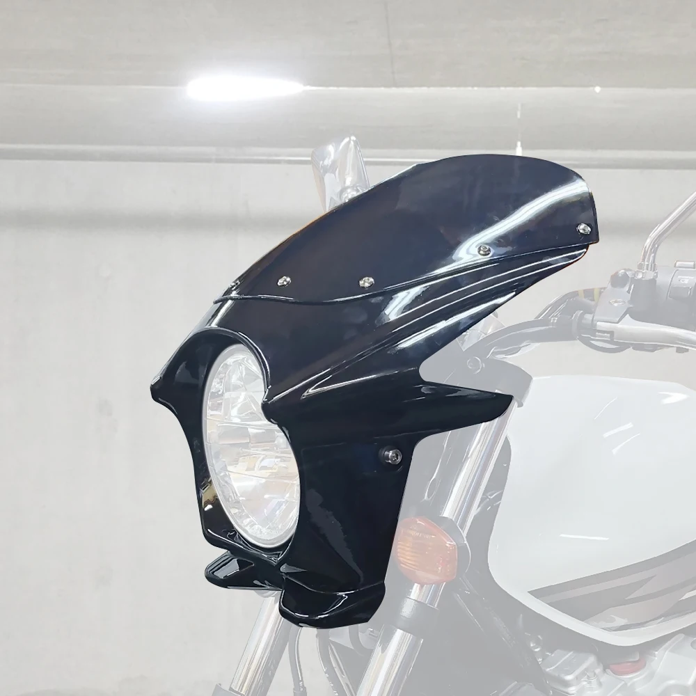 Motorcycle Front Headlight Fairing Cover Windshield Headgear For Honda CB400 Universal 7inc Headlamp Street Car Head Guide Cover