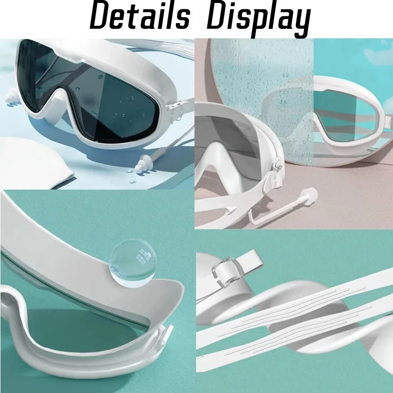 Gafas de natación de Marco grande para adultos y niños, gafas de natación antivaho, resistentes al agua, equipo de gafas de natación HD, suministros de juego acuático