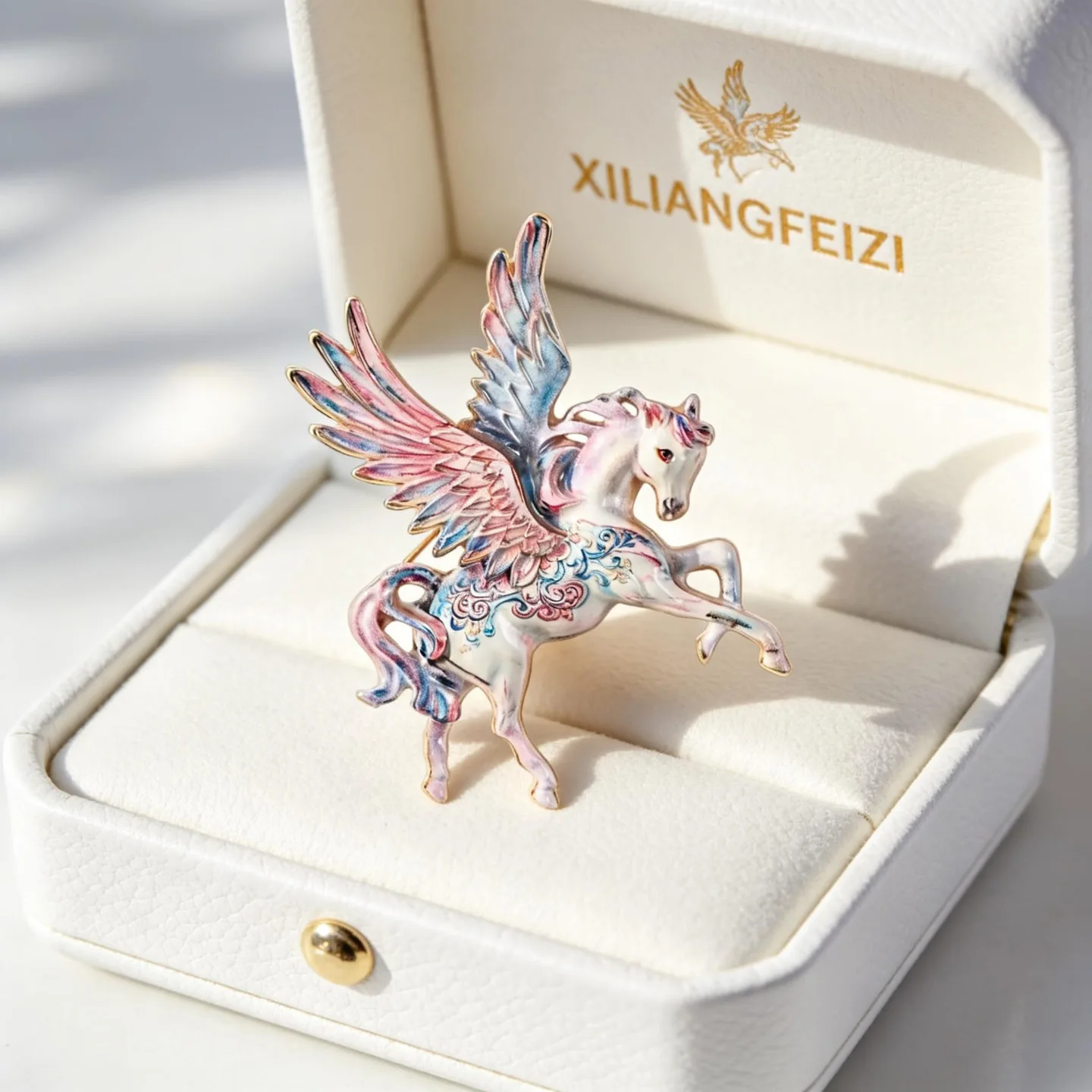 Chinese-style Enamel Eco-friendly Alloy Imitation Ceramic Winged Pegasus Brooch Cute Chest Flower Accessory