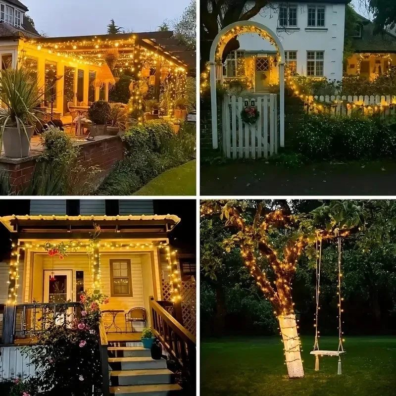 Solar String Lights 300 LED Solar Christmas Lights with 8 Lighting Modes for Yard Fence Balcony Party Christmas Tree Decoration