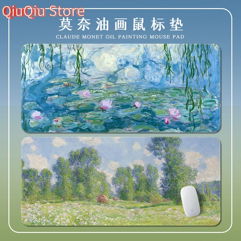 Monet Oil Painting Mouse Pad Large High-Grade Art Desk Mat Water Lily Thickened Office Computer Keyboard Pads Customized