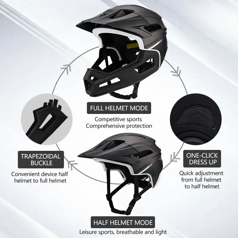 Eastinear Adult Full Face Mountain Bike  Bicycle Helmet Men Downhill Off-road MTB Cycling Helmet with Visor Breathable Racing