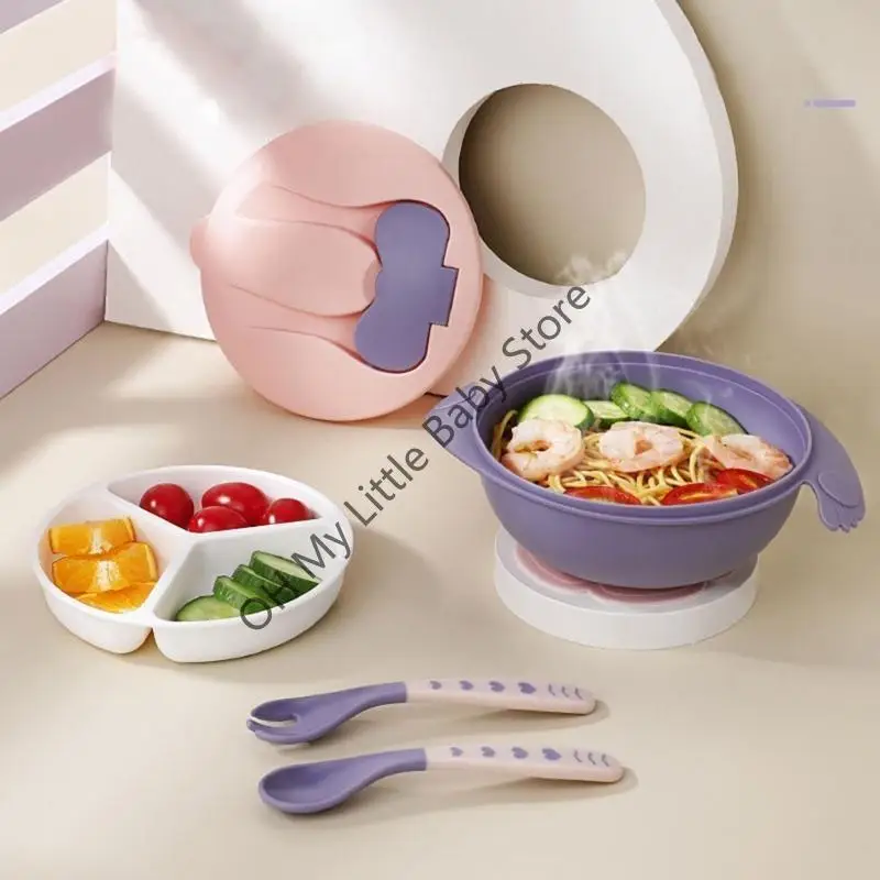 مجموعة طعام M76C للأطفال الرضع خالية من مادة BPA، أدوات مائدة سهلة التنظيف للفتيات