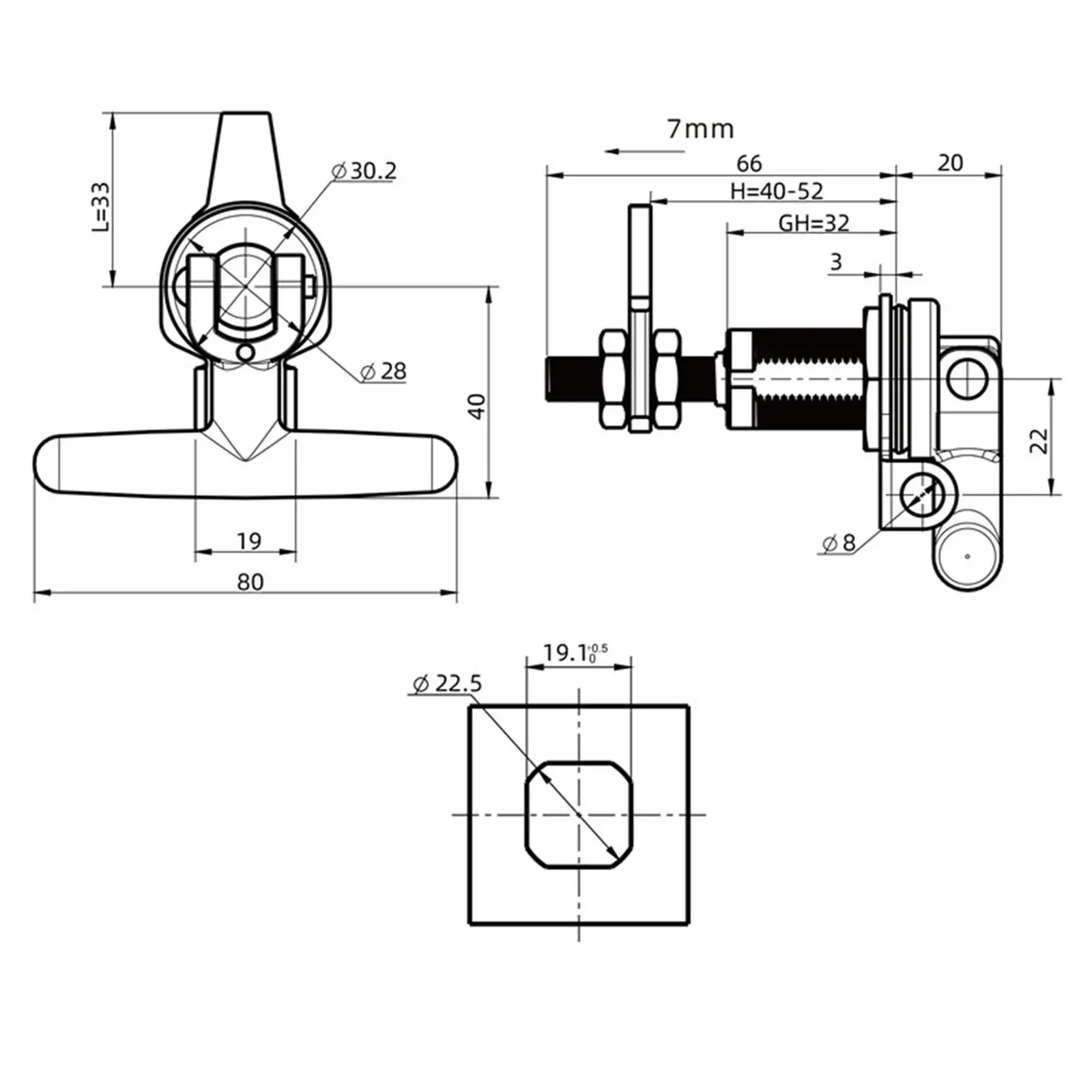 T Handle RV Door Lock Professional Latch Lock for Office Camper Shop