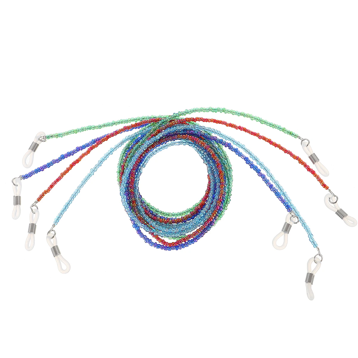 

4Pcs Glasses Chain Acrylic Multicolored Beads Eyewear Hanging Neck Strap NonSlip Universal Lightweight Comfortable Travel