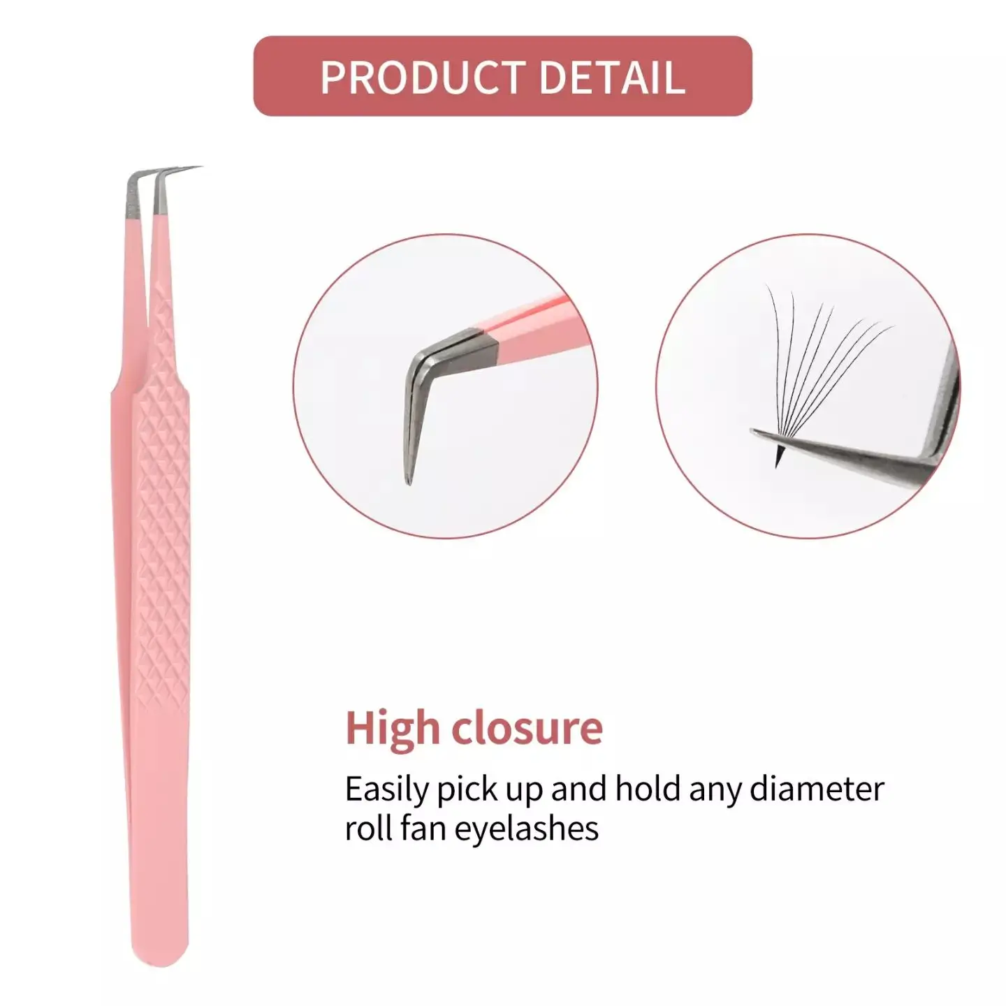 Makeup Tools Professional Eyelash Tweezers Stainless Steel Curved Straight Pink Tweezer For Lashes Extension Excellent Closure