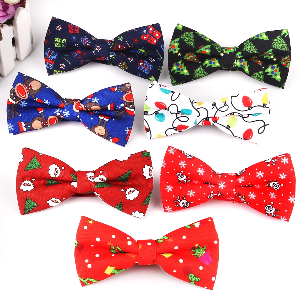 Christmas Bow Tie Christmas Tree Elk Snowman Santa Claus Pattern Bowties For Men's Party Good Gifts Bow Tie For Men Women