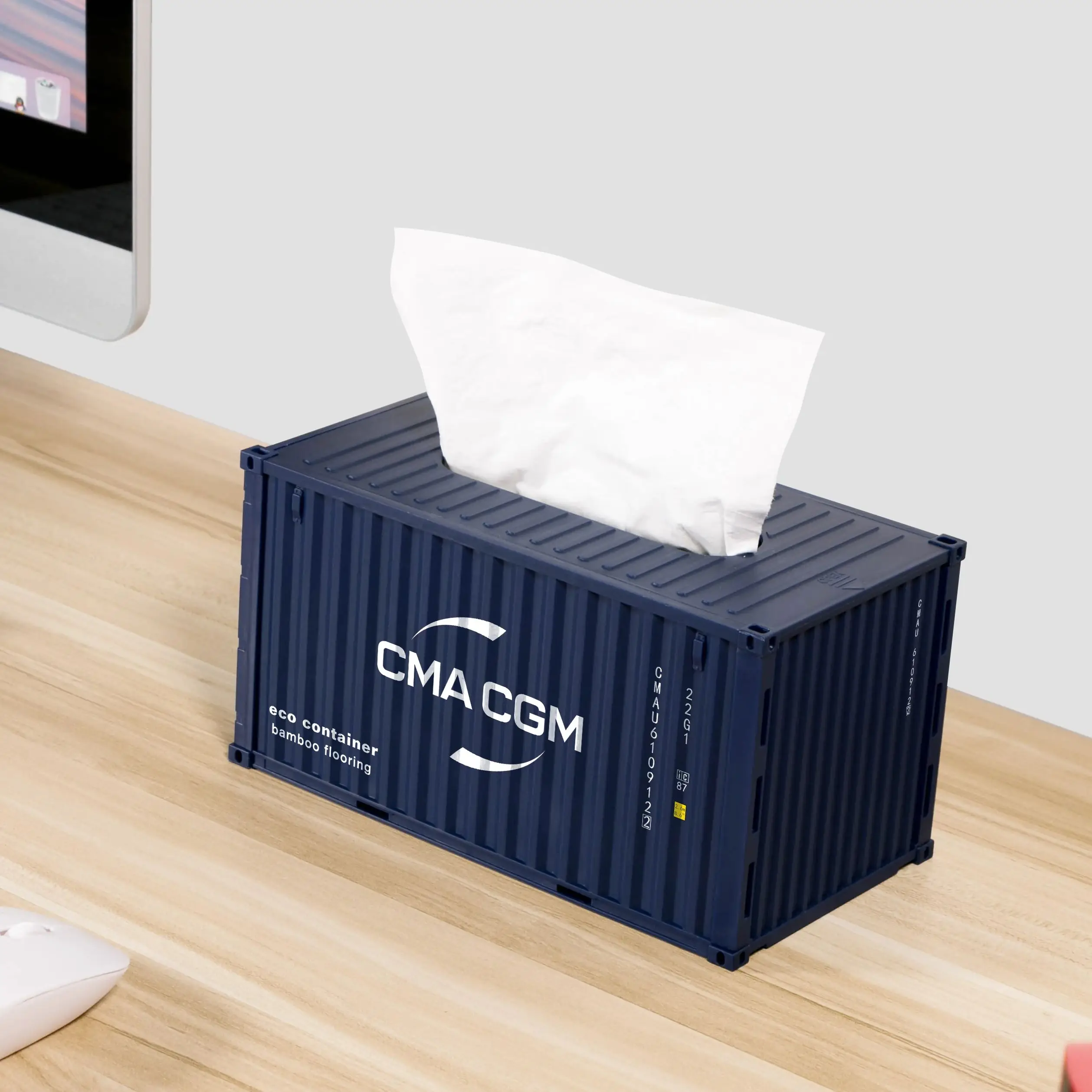 Container Tissue Box CMA Shipping Container Model Creative Storage Napkin Holder Desktop Storage Napkin Box Fashion Decoration