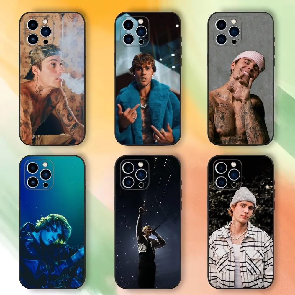 J-Justin B-Bieber Singer Phone Case For iPhone 16,15,14,13,12,11 Plus,Pro Max,XS,X,XR,SE,Mini,8,7，Soft Silicone Black Cover