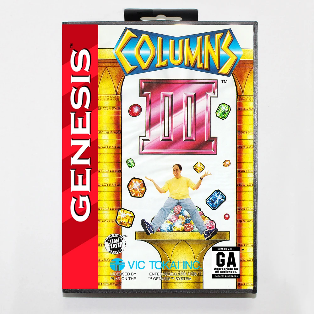 Columns 3 MD Game Card with US Box for 16 Bit Sega Megadrive Genesis Console