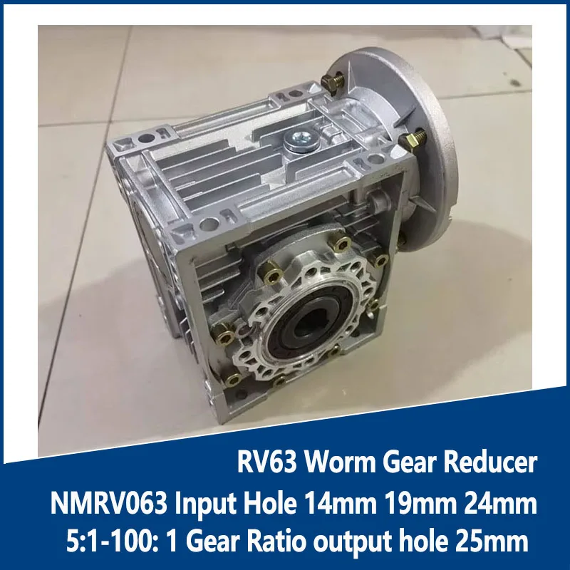 

Редуктор червячной передачи RV63 NMRV063 Входное отверстие 14 мм 19 мм 24 мм 5:1-100: 1 выходное отверстие передачи 25 мм для двигателя 0,25-1,5 кВт