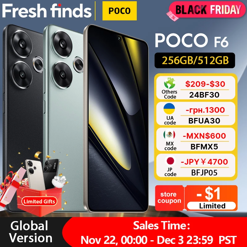 Newest POCO F6 Smartphone 256GB 512GB Snapdragon®8s Gen 3 6.67