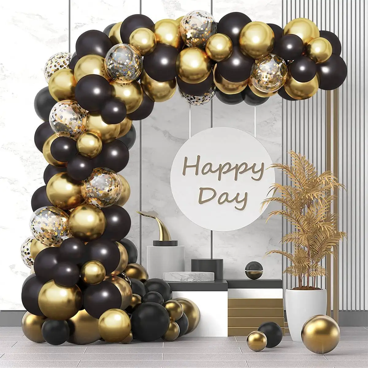 Black Gold Balloons Garland Arch Kit Happy Birthday Party Decoration Adult Kids Graduation Party Ballon Birthday Party Supplies