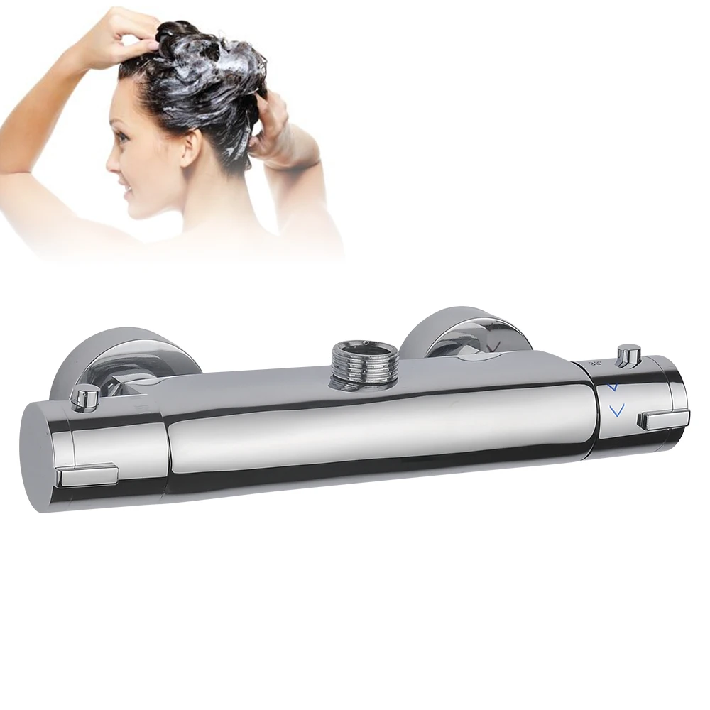 Brass Chrome Thermostatic Shower Faucet Mixer Valve Dual Handle Bathroom Bathtub Shower Faucet Cold /Hot Wall Mounted