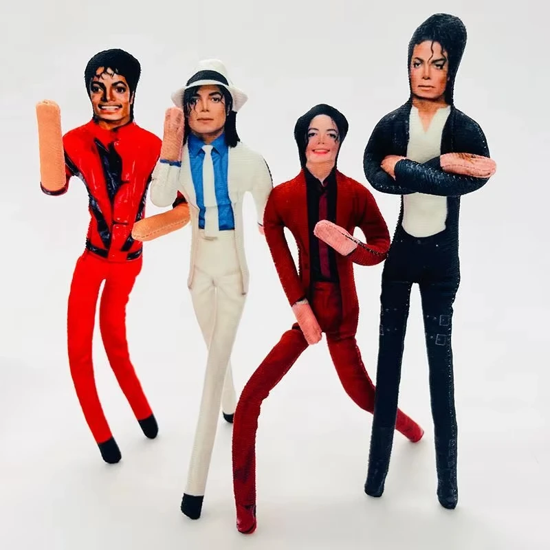 4PCS Pack Bendable Michael Jackson Plush Doll Bendy Soft Stuffed Figure Toy Poseable Desktop Ornament Collectible Gift view 5