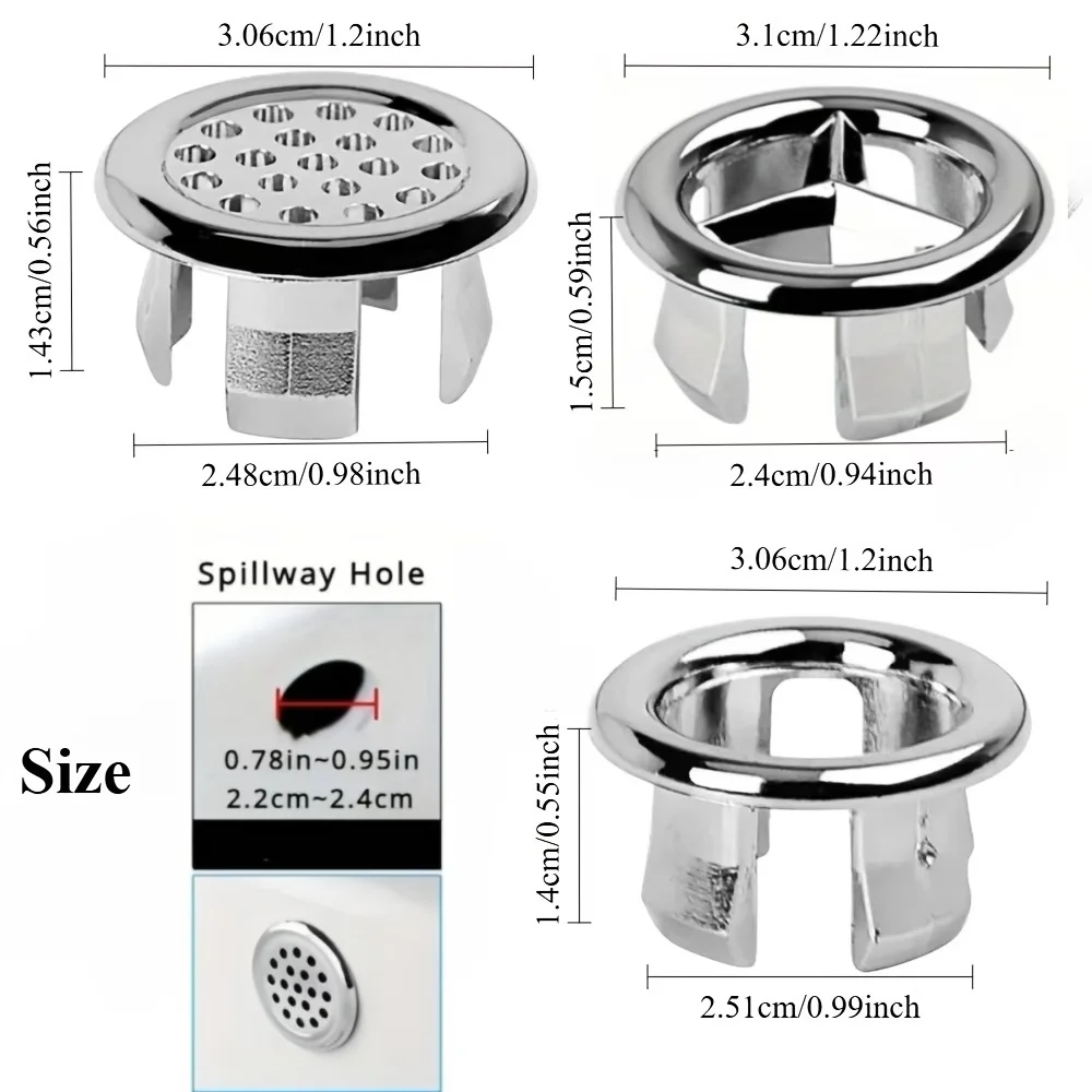 3-Piece Set of Bathroom Sink Drain Covers, Plastic Overflow Hole Replacement Caps, Practical Bathroom Accessories