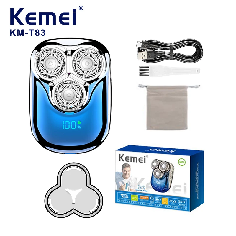 

Kemei T83 Mini Men's Electric Shaver Waterproof Travel Portable Beard Trimmer Dry Or Wet Shaver Face Machine Reciprocating Razor