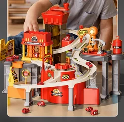 Engineering vehicle fire truck rail car toy sliding puzzle parking lot crossing parent-child multi-person interactive simulation