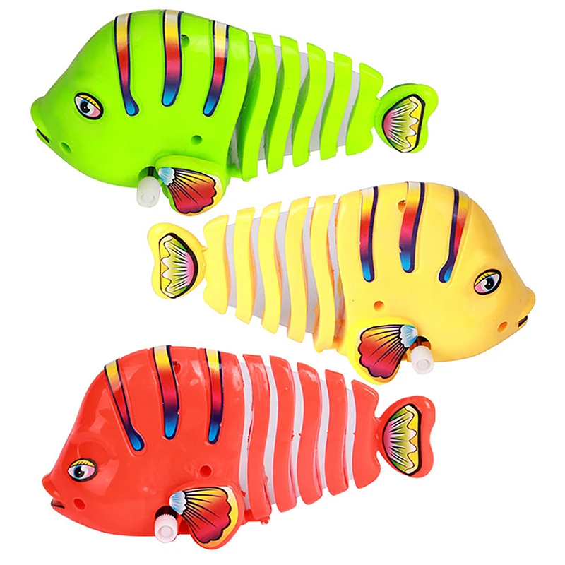 Plastic Clockwork Toy Wind-Up Wiggle Fish Toys Running Clockwork Classic Toy Newborn Spring Fish Toy Toys For Children