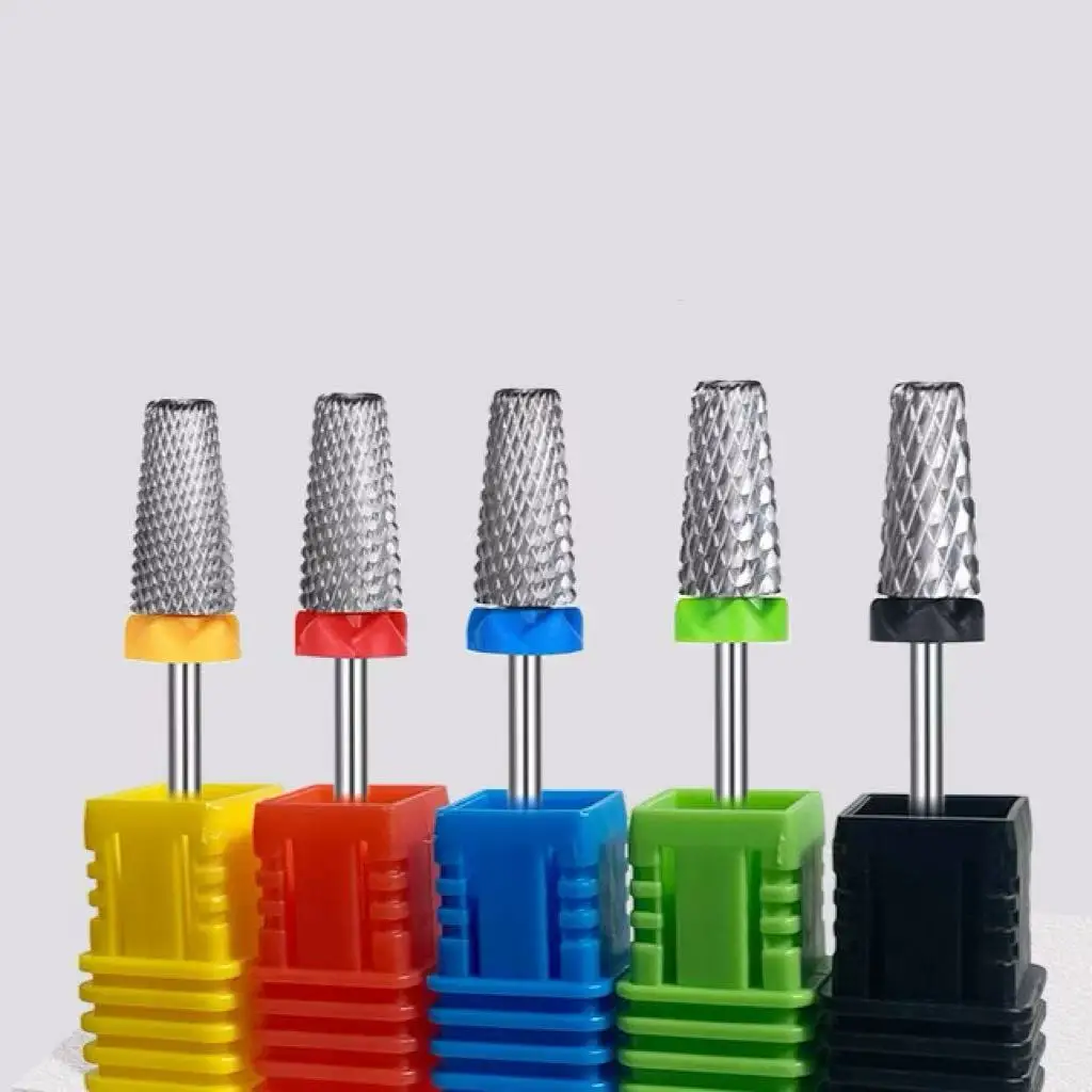 1/5 pezzi 5 in 1 punta da trapano per unghie in ceramica per trapano elettrico 3/32 "fresa con gambo rimozione rapida acrilico o gel duro