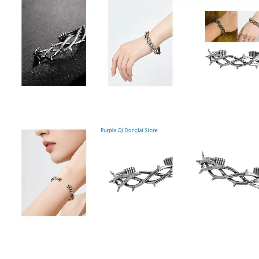 L21E Unique Dark Gothic Thorn Punk Bracelet Stainless Steel Adjustable Closure for Men and Women Gift for Fashion Enthusiasts