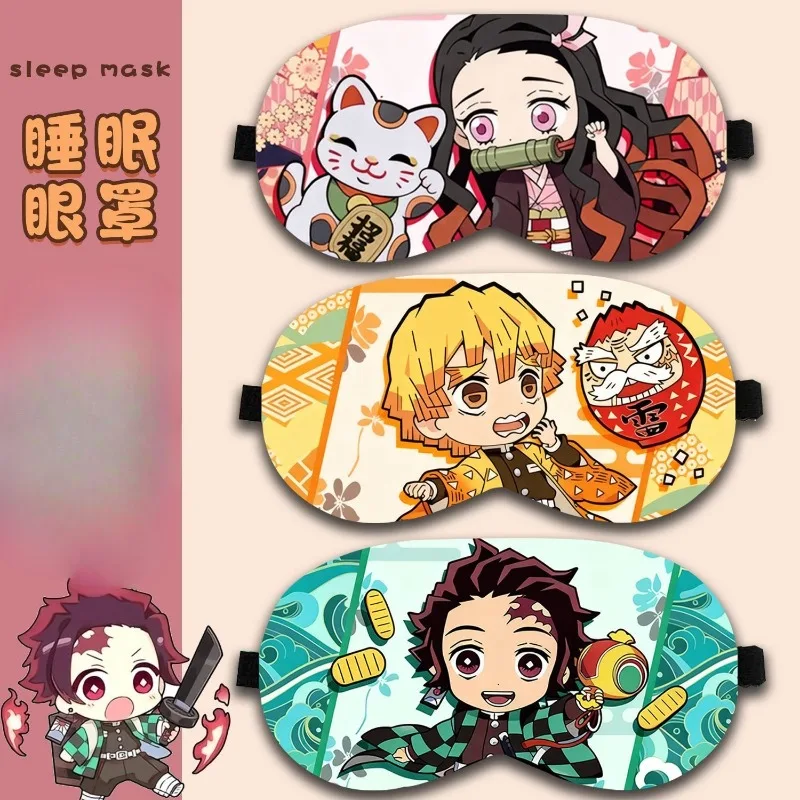 Nuevo Demon Slayer: Kimetsu no Yaiba Tanjiro Nezuko máscara de ojos de anime de dibujos animados estudiante dormir personalidad tendencia máscara de ojos opaca