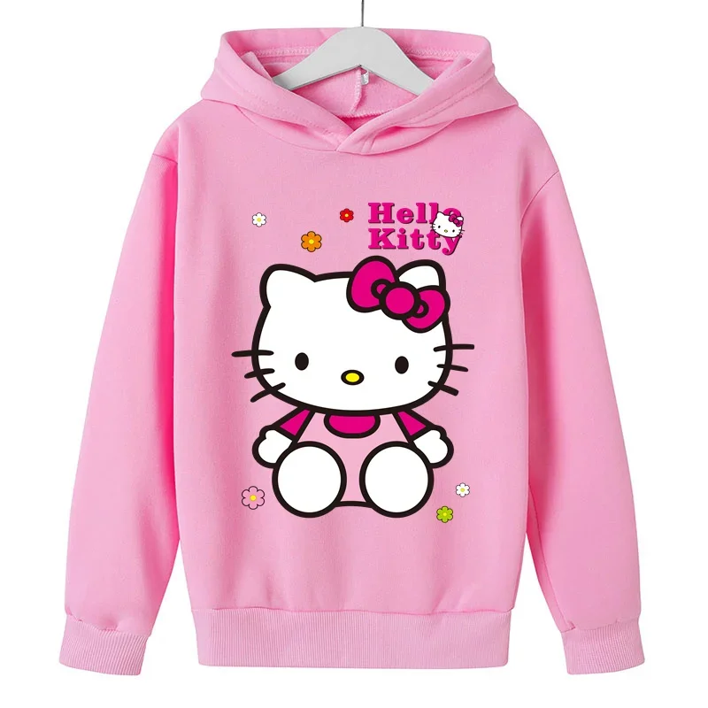 Spring and Autumn 2023 Hello Kitty Hoodie Anime Hello Kitty Hoodie Sweatshirt Kids Coat Baby Boys Girls Clothing