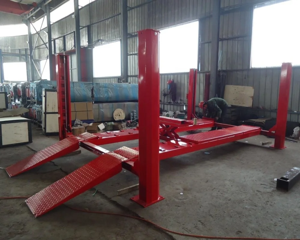 Manufacturer Supply Four Post Car Lift Can Be Used With Wheel Aligner 3500kg Second Lift Jack 2 Tons Red/Blue/Grey