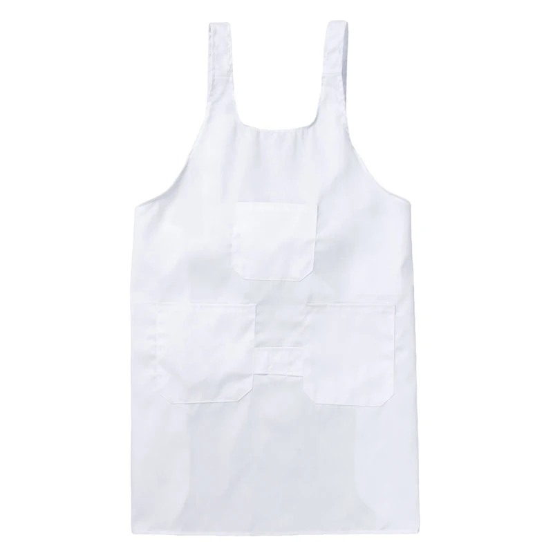 Manufacturer kitchen white textile apron straps Three pocket workshop apron Worker factory multi pocket apron