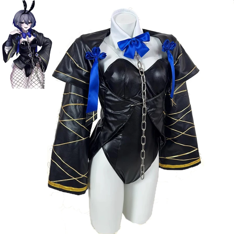 

VTuber Koyanagi Rou Bunny Girl Cosplay Costumes Women Sexy Leather Bodysuit Suit Rabbit Ears Uniform Halloween Carnival Clothes